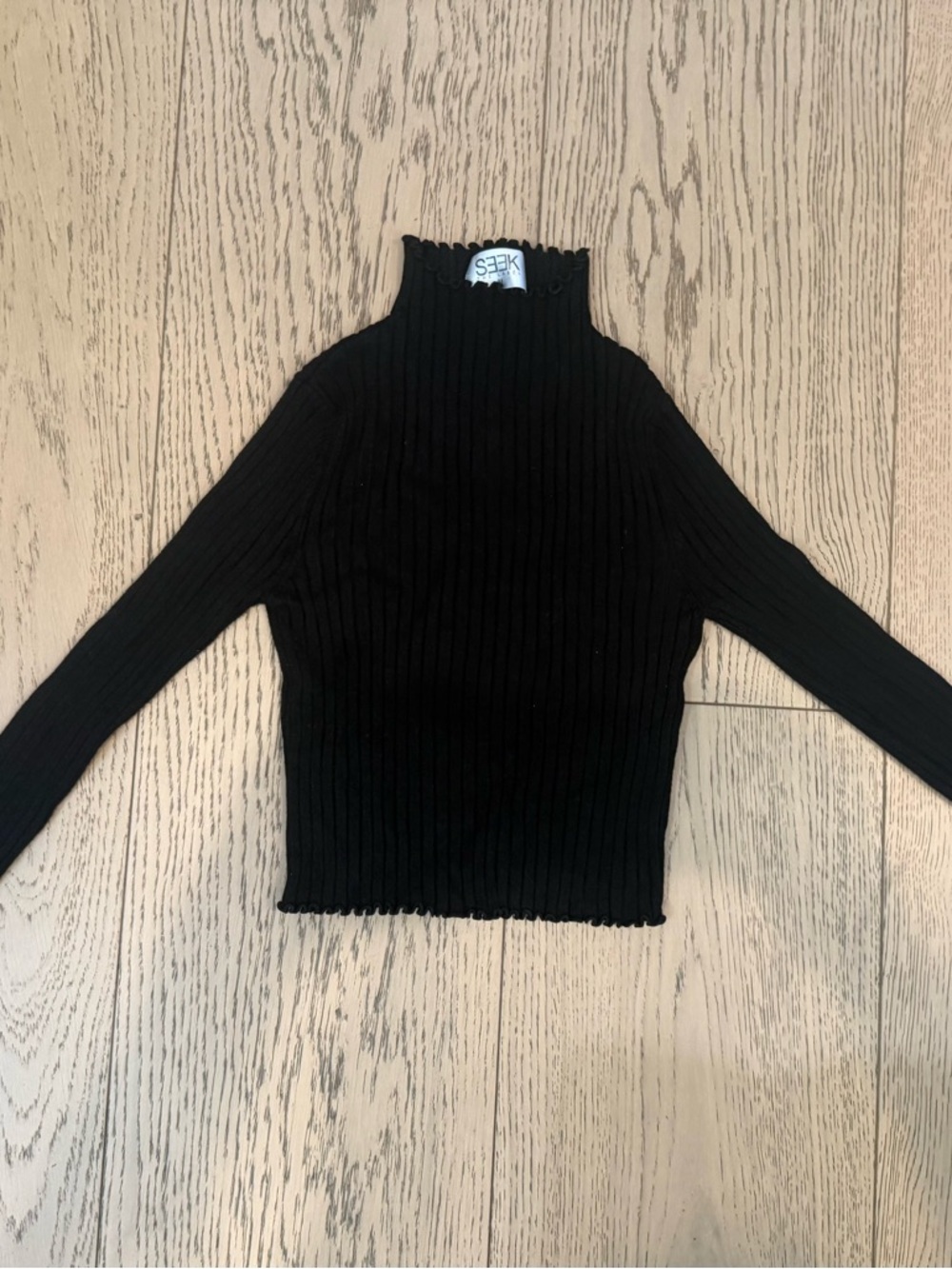 SEEK THE LABEL Black Ribbed Mock Neck Crop Top